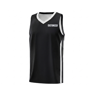 Camiseta de baloncesto negra personalizada al por mayor, sin mangas, cuello en V, transpirable, uniforme deportivo para equipo, ligera. - Product Image 1