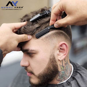 Navaja de Afeitar Recta de Acero Inoxidable Premium Hecha a Mano con Mango de Madera Pakka Negra y Bloqueo Integrado, Herramienta de Afeitado Desechable para Barberos - Product Image 3