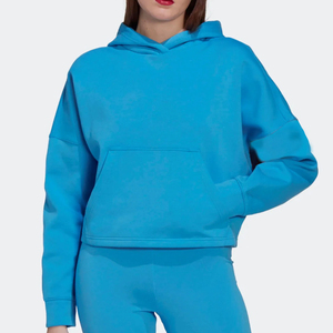 Sweat-shirt à capuche oversize pour femme, tie-dye, couleur unie, épaules tombantes, manches trois quarts, décontracté, tissé, pour l'hiver - Product Image 4