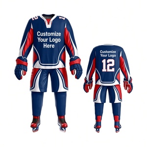 Maillot de hockey sur glace personnalisé pour homme, manches longues, sublimé, 100% polyester, col en V, vêtements de sport pour adultes - Product Image 1