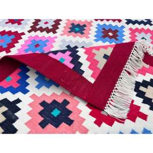 Tapis Dhurrie en coton fait à la main Style minimaliste Design à tissage plat pour chambre, hall, salon Disponible en tailles 5x8 9x12 - Product Image 3