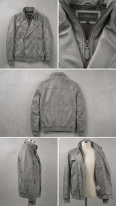 Chaqueta de hombre premium de cuero gris estilo baggy con cierre de cremallera, estilo oversize, para uso urbano. - Product Image 4
