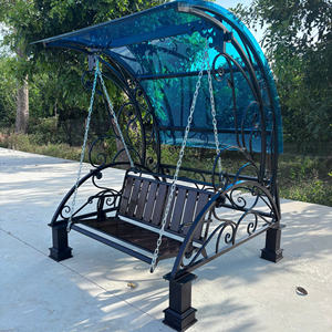 Stylish Modern 3-Person Outdoor <b>Swing</b> Set Featuring Durable Iron <b>Frame</b> Heavy Metal Stand and Sunshade Canopy <b>for</b> Courtyard Use - Product Image 3