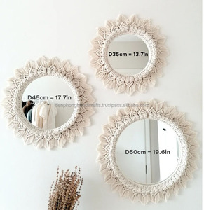 TienPhong Handicrafts Made in Vietnam Handmade <b>Wall</b> <b>Art</b> Decor Hanging Tassel <b>Mirror</b> With Macrame - Product Image 2