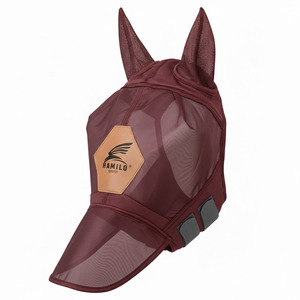 Masque anti-mouches pour chevaux au design optimal, protection UV, confortable, avec oreilles, respirant, élastique, avec couvre-yeux en maille - Product Image 3