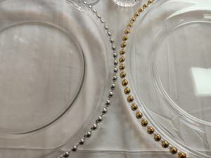 Platos de cristal con cuentas doradas y plateadas para decoración de mesa en bodas y eventos - Product Image 6
