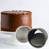 Moule à gâteau rond en alliage d'aluminium anodisé dur de qualité alimentaire ATLAS STAR, 6 pouces, fond amovible, résistant au four, noir