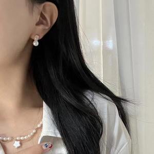 Boucles d'oreilles en perles d'eau douce naturelles pour femmes, style rétro, exquises, or 14 carats, parfumées, boucles d'oreilles en perles de niche exquises - Product Image 3