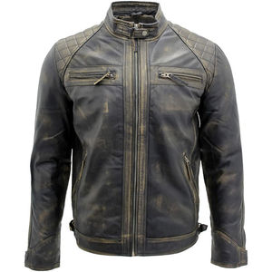Chaqueta de Cuero Estilo Vintage para Hombre, Chaqueta Bomber de Cuero para Invierno, Chaquetas de Cuero con Cierre Completo y Diseño de Logotipo Personalizado - Product Image 1