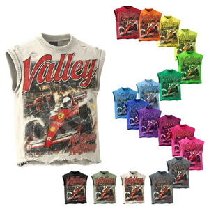 Trendy Fashionable Custom Sleeveless Tank Top Men Distressed Streetwear Cotton Summer Tee Casual Street Style OEM ODM Shirt - Product Image 1