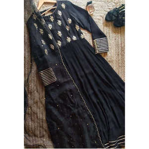 Vestido Anarkali Bordado para Fiestas, Elegantes Vestidos de Trabajo con Bordados Deslumbrantes - Product Image 3