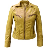 Veste d'hiver pour homme en cuir véritable brillant ciré marron, avec poche avant à rabat, fermeture éclair, doublure en polyester, séchage rapide