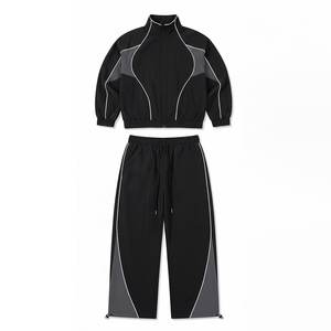 Most Demanding Custom Logo Black Men's Nylon <b>Wind</b> <b>Breaker</b> Panel With Pants Sets For Summer Quick Dry Streetwear Zipper Jackets - Product Image 1