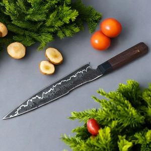 Couteau de chef artisanal en acier carbone de 13 pouces, fabriqué sur mesure par Ahmad Fabric, avec étui en cuir, manche élégant, personnalisable. - Product Image 2