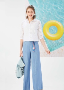Jeans à jambes larges en Tencel ultra-fin pour femmes, taille haute, tombé fluide, pour un style décontracté estival - Product Image 4