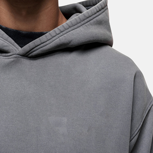 Sweat-shirt à capuche gris surdimensionné pour homme, manches régulières, couleur unie, style décontracté, avec poches, en tissu French Terry, idéal pour l'automne - Product Image 5