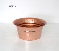 Cachepot ovale en métal martelé avec poignées latérales, pot à fleurs décoratif en fer