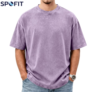 T-shirts Homme 2026 les plus vendus, coupe oversize, style streetwear et hip-hop, en coton épais délavé à l'acide, à prix abordable - Product Image 2