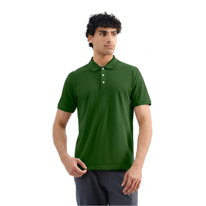 Polo de Manga Corta Amarillo Sólido para Hombre, Diseño Casual de Punto con Botones, Corte Regular - Product Image 3