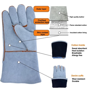 Guantes de Soldadura de Cuero Vacuno de Alta Calidad, Resistentes a la Abrasión, Ignífugos, para Uso General - Product Image 4