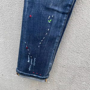 HAMIO SPORTS High Quality Cotton Denim Thin <b>Stretch</b> Regular Fit Plus Size Breathable Straight Low Rise Patchwork <b>Men's</b> Jeans - Product Image 4