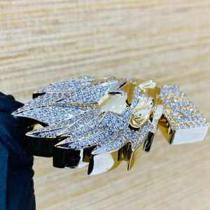 Pendentif Hip Hop plaqué or 14 carats Dragon Ball Z Anime Son Goku Vegeta, figurines serties de moissanite, bijoux - Product Image 3