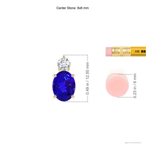 14k <b>Solid</b> <b>Gold</b> Natural Oval Blue Sapphire Solitaire <b>Pendant</b> With Diamond Prong Setting Two Stone <b>Pendant</b> Link Chain Necklace - Product Image 3