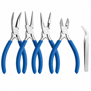 MANAN INSTRUMENTS Juego de Pinzas para Joyería de Acero Inoxidable con Mangos Azules para Manualidades, 5 Piezas, Incluye Pinzas para Anillos - Product Image 3