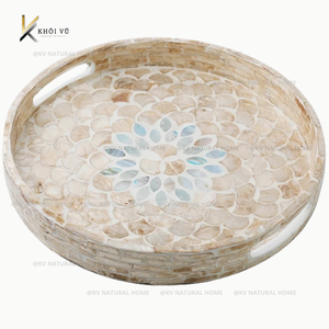 White Mother Pearl Portable Wholesale Food Presentation Decor Eco-Friendly Custom OEM ODM Durable Luxury Elegant Handmade Wooden - Product Image 3