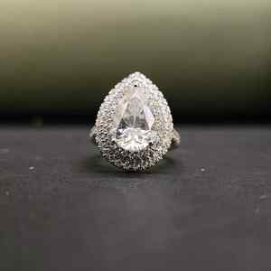 Elegant Pear Cut 925 Sterling <b>Silver</b> IGI Certified Prong <b>Set</b> Moissanite Engagement <b>Ring</b> - Product Image 2