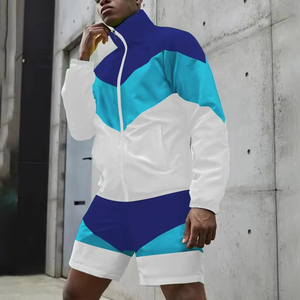 New Design Two Piece 100% Polyester High Quality Hooded Zipper Windbreaker Short <b>Sets</b> Breathable Soft Suits - Product Image 2