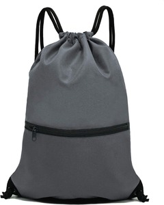 Custom Drawstring Backpack Bag Sports Gym Sack pack Water Resistant Polyester Cinch Bag With Zipper Pocket For Yoga Travel - Product Image 1