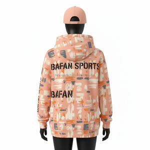 Sudadera con capucha de lana Premium 320GSM para mujer, mezcla de algodón suave, estampado abstracto de melocotón con logotipo personalizado bordado, sudaderas básicas para mujer - Product Image 2