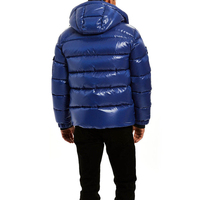 Chaqueta de Plumón de Ganso Brillante con Capucha para Hombre, Chaqueta Acolchada Personalizada con Logotipo, Chaqueta de Moda Urbana