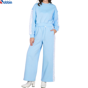 Women Pink <b>Tracksuit</b> Set Casual Full Sleeve Crew Neck Solid Color Loose Fit With Side Pockets Drawstring Pants Spring Wear - Product Image 6