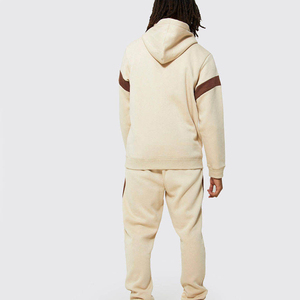 Ensemble de survêtement décontracté pour homme, à capuche, bicolore, 2 pièces, manches longues, coupe ample, pour l'automne, en coton respirant - Product Image 2