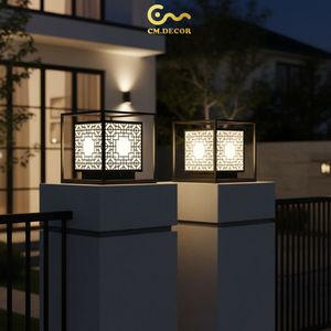 Lampe de poteau extérieure élégante pour villa, jardin, hôtel, revêtement en poudre antirouille, lampe décorative de poteau, 3500K blanc chaud, 200V - Product Image 2