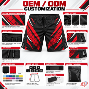 Shorts de combat MMA personnalisés Crimson Cage Vector, shorts de grappling, fabricant OEM ODM, vêtements de sport sublimés pour l'entraînement - Product Image 5