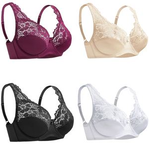 Women's Sexy New Hot Gorgeous Embroidery Floral Lace Brassiere Front Closure Wire-Free Plunge Lingerie with Cup Logo Women <b>Bras</b> - Product Image 4