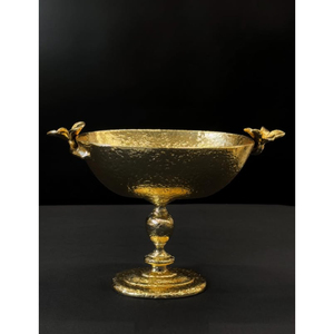 Hot Sale Handmade Polished Glam Gold Aluminum Footed Compote Bowl Hammered Texture Pedestal <b>Stand</b> Exquisite <b>Bird</b> Handle Design - Product Image 1