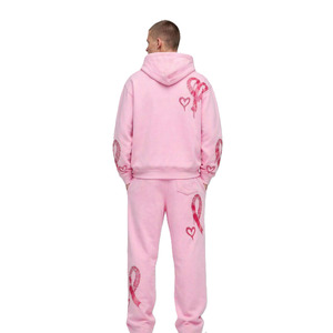 Ensembles de survêtements et sweats à capuche oversize pour hommes, design personnalisé orné de strass, 100 % coton, pour le jogging et le sport - Product Image 3