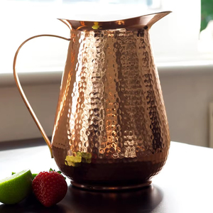 Copper jug set for premium table harmony setup <b>water</b> serving metal set with <b>glasses</b> durable reusable kitchen dining drinkware - Product Image 1