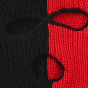 Balaclava en polyester respirant et imperméable à rayures rouges et noires, masque intégral pour une utilisation en extérieur en hiver, taille adulte unisexe 56-58 cm - Product Image 4