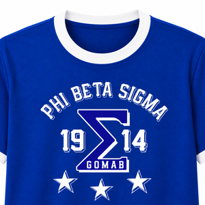 Camiseta Gráfica Phi Beta Sigma con Estampado de Letras Griegas, Diseño Herencia 1914, Manga Corta, Cuello Redondo, para Usar en el Campus - Product Image 5