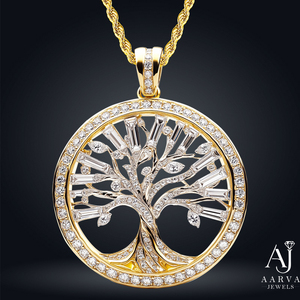 จี้สร้อยคอรูปต้นไม้แห่งชีวิต AARVA JEWELS เงินแท้ 925 ชุบโรเดียม ประดับเพชร พร้อมสร้อยเชือก สำหรับทุกเพศ เหมาะสำหรับใส่ทุกวัน ผลิตโดยบุคคลที่สาม - Product Image 1