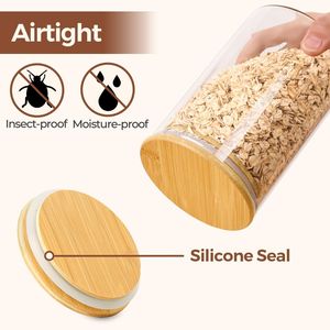 1 Qt <b>Clear</b> Glass Storage <b>Containers</b> with Lids Organize Pantry Food Storage Jar Canister Set of 6 Food Storage & <b>Container</b> - Product Image 5