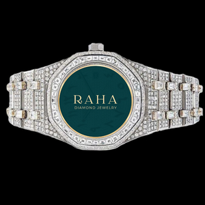 RAHA กล่องใส่นาฬิกาเพชรหรูหรา โมอิสซาไนต์ ขนาด 42 มม. สายสแตนเลสสตีล ระบบควอตซ์แบบอนาล็อก คริสตัลแซฟไฟร์ - Product Image 3