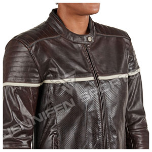 Women Rebel Track Riding Perforated Cowhide Kangaroo Motorbike Leather Racing Jacket Chaqueta CE <b>Protectors</b> All Sizes & Colors - Product Image 4