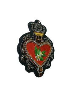 Patch rectangulaire fait main en feutre non tissé écologique avec strass et perles, motif Cœur Sacré et couronne, pour vêtements et cadeaux - Product Image 3