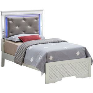 Lit double Verona G6700C TB3 rembourré en argent champagne - Product Image 1